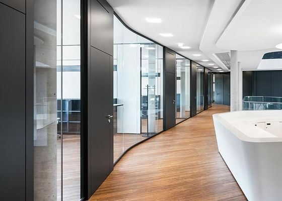 108mm Fully Glazed Transparent Glass Partition Wall System Customized Size