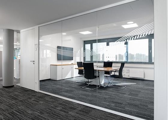 Frameless Glass Partition Wall  System Soundproof Double Glass Partition with aluminum frame