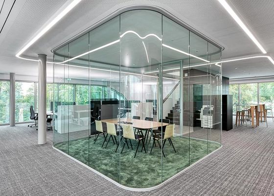 Curved Shape Acoustic Single Glazed Glass Partition System Thick Glass Hot Bending Glass
