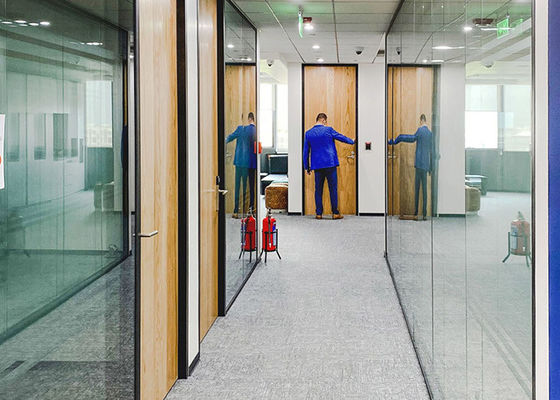 Frameless Double Glazed Office Partitions Wall Door Aluminum Profile Customized Size
