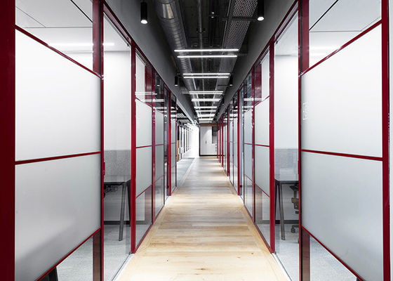 Fast Installation Glass Office Partition Walls Frameless Colorful Frosted Glass Reduce Noise 45db