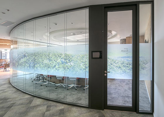 Curved Glass Partition Wall Aluminum Frame Customized Size Bending Glass High-end View