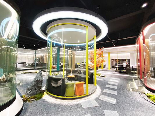 Curved Glass Partition Wall Aluminum Frame Customized Size Bending Glass High-end View
