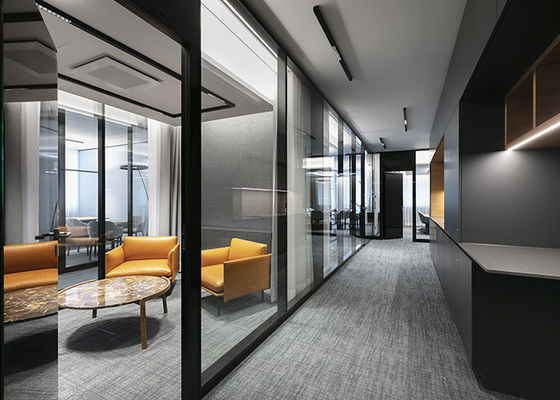 Aluminum frame Profile with door pre-fabricated partition wall solid glazed without glass