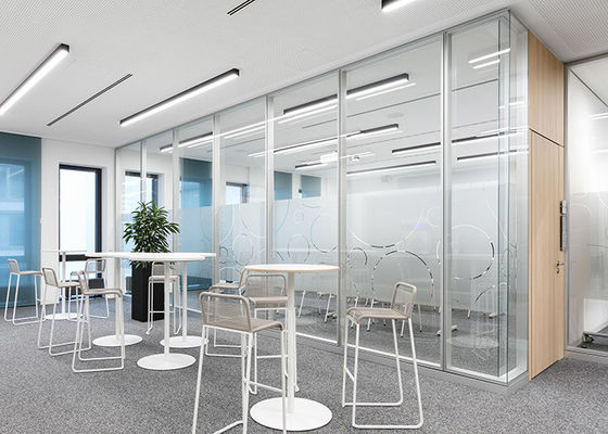 Pre-fabricated Partition Glass Wall Tempered Glass Office Sound Insulation For Working Room