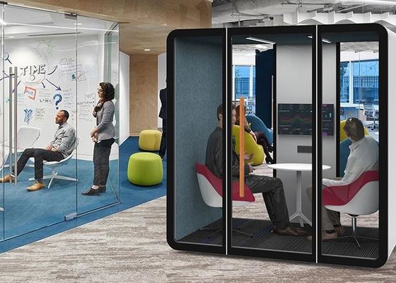 Aluminum Frame Glass Office Pod Soundproof Customized Size With Furniture