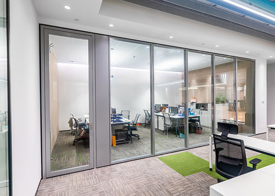 Double glazed partition wall High security framed with solid door Stain-resistant finishes 