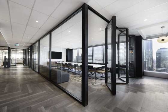 108mm Frameless Glass Partition System Aluminum Frame Office Booth