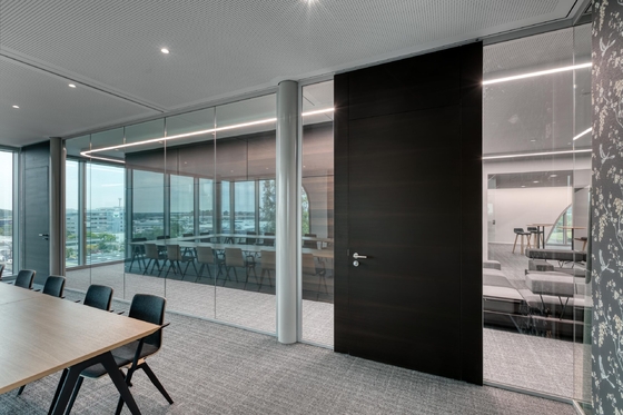 Single Glazed Glass Partition Wall with Aluminum Frame 33dB Soundproof
