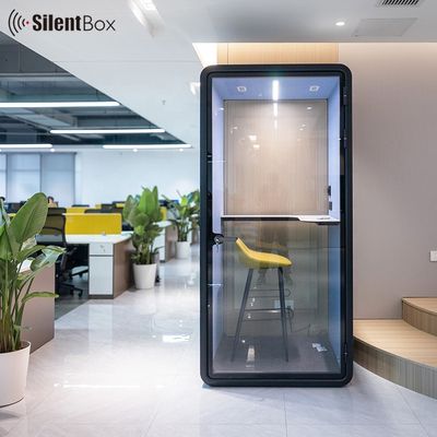 Modern Silent Booth with Low Noise Air Circulation and Sound Damping Felt & Polyester Fiber for Office Meetings