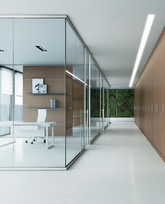 Full View Office Wall Partition Single Layer Glass Without Aluminum Partition Type