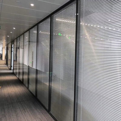 High-end Soundproof Aluminum Frame Office Partition Glass Wall Space Room Divider with Blinds
