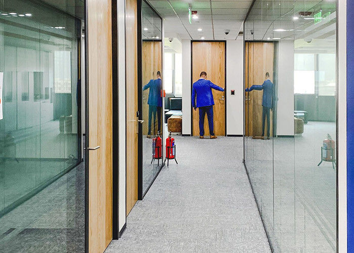 Frameless Double Glazed Office Partitions Wall Door Aluminum Profile Customized Size