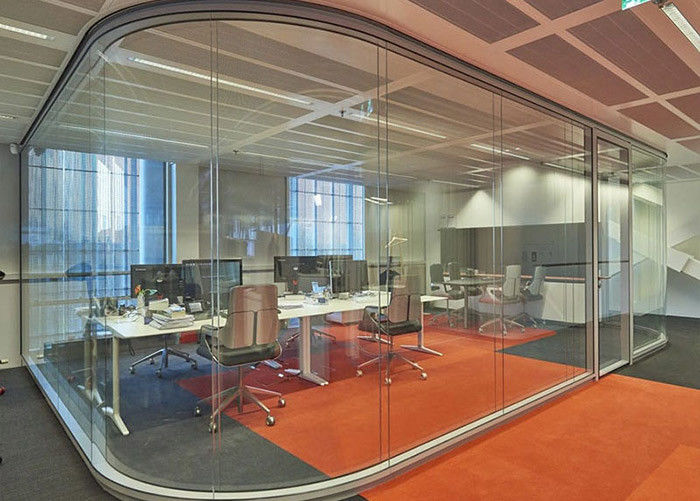 Double Layers Soundproof Frameless Glass Partition Wall High Sound Isolation
