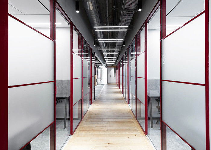 Fast Installation Glass Office Partition Walls Frameless Colorful Frosted Glass Reduce Noise 45db