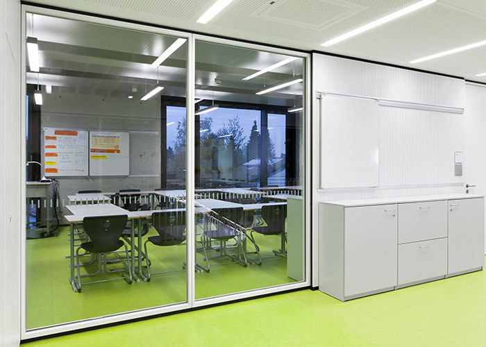 Soundproof Acoustic Office Aluminum Glass Partition wall Dividers space double glass white color