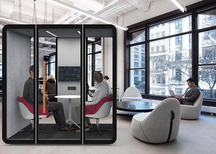 Aluminum Frame Glass Office Pod Soundproof Customized Size With Furniture