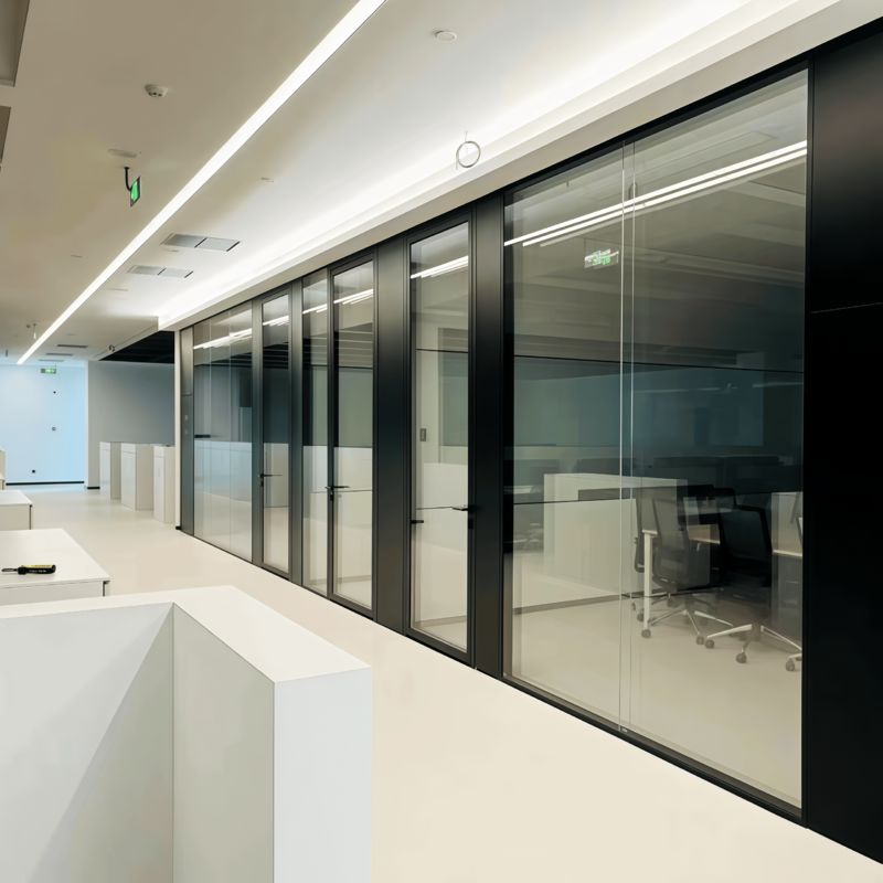 Single glazed modular partition wall scalable glass wall solution frameless Daylighting for office/Lobby/warehouse