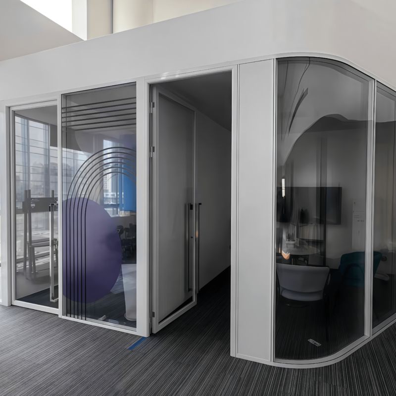 Double glass acoustic partition wall optimized space efficiency for workstations meeting rooms executive suites