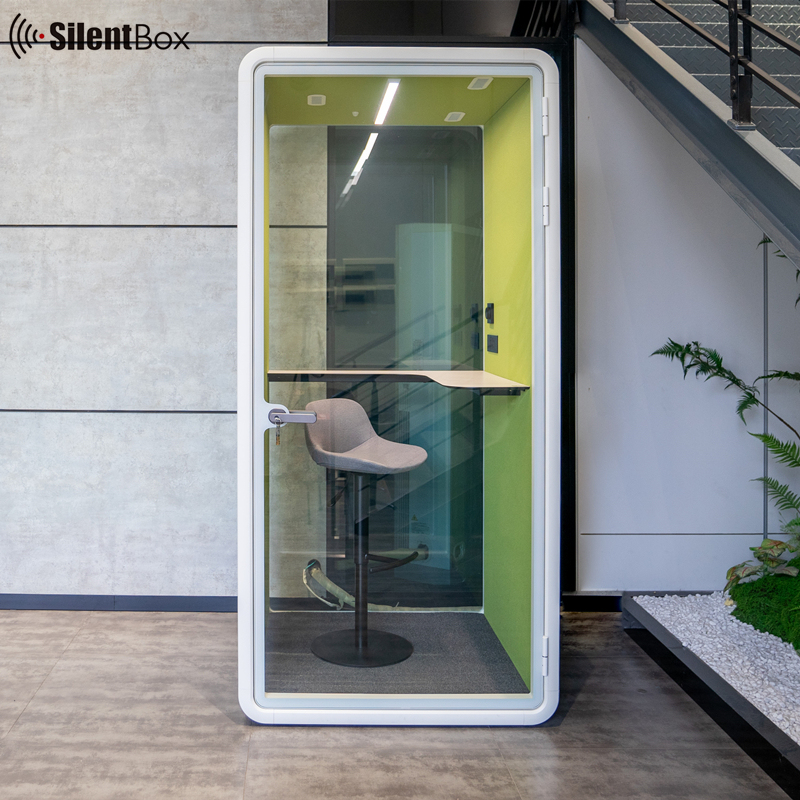 Modern Silent Booth with Low Noise Air Circulation and Sound Damping Felt & Polyester Fiber for Office Meetings