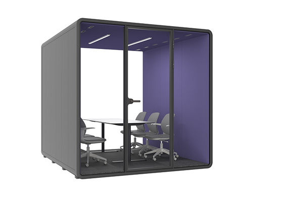 Cabine acoustique Hecor pour 6-8 personnes, pods de bureau à assemblage libre, cabine de réunion silencieuse avec fermeture magnétique, pièce insonorisée